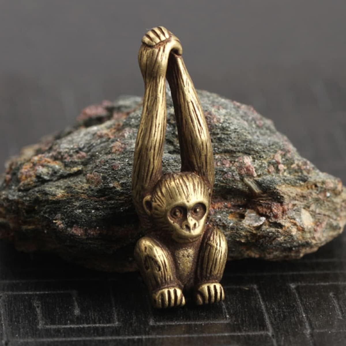 Miniatuur Koperen Aap Beeldje Decoratie voor Bureau en Woonkamer