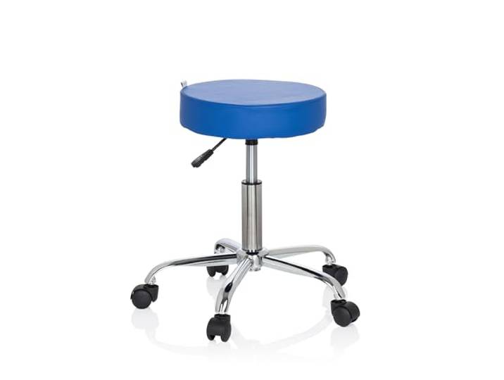 hjh OFFICE 729413 Bürohocker Operator II Kunstleder Blau Hocker höhenverstellbar mit Rollen