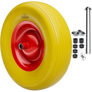 Gardebruk Schubkarrenrad 4.80/4.00-8, pannensicher Vollgummi, 200kg Tragkraft, Ø 390mm, mit Achse & Stahlfelge