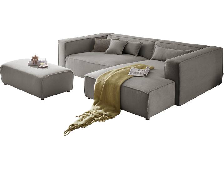 Ecksofa, Strukturstoff, Anthrazit 288×198 cm, Schlaffunktion, Landhaus, LeGer