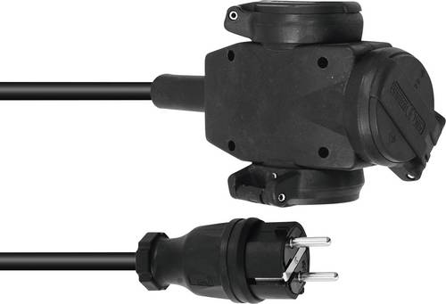 PSSO Strom Verlängerungskabel [1x Schutzkontakt-Stecker - 3x Schutzkontakt-Steckdose] 10m Schwarz