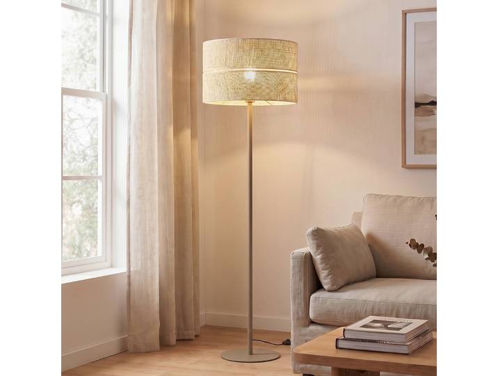 Vloerlamp Calma, crème / amber, Woon-/ Eetkamer, vloerlamp