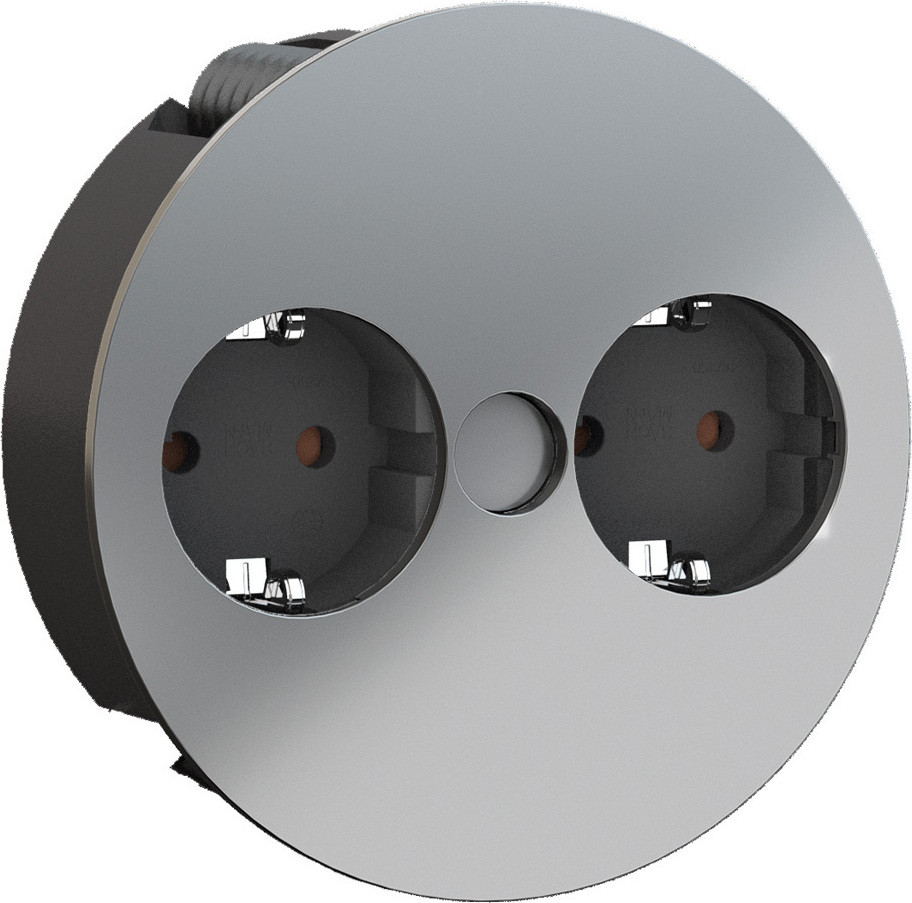 Bachmann Twist 2x beschermcontact met adereindhulzen en montagestekker, chroom, 2 meter