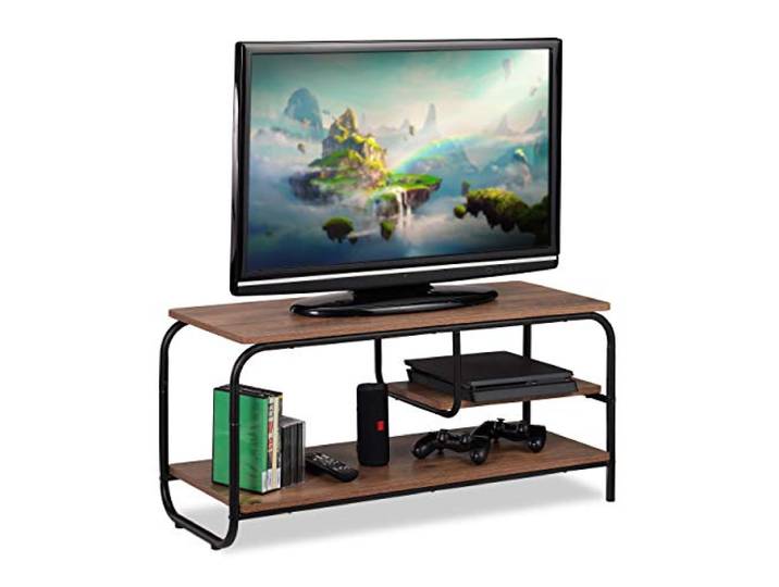 Relaxdays TV Board, Industrie Design, Receiverablage, braun/schwarz