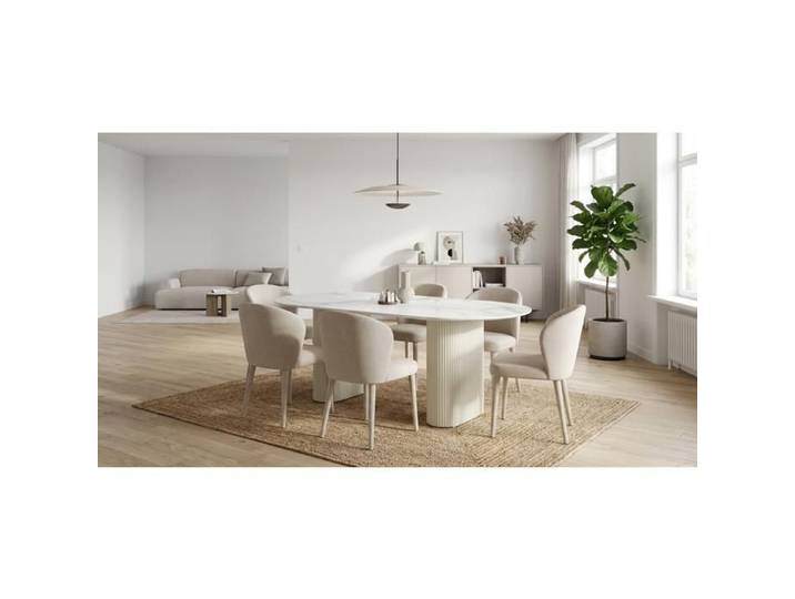 Table a manger céramique effet pierre beige 180x90x75 cm ROXY
