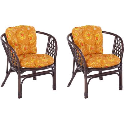 Rattanstuhl HOME AFFAIRE "Rattansessel", braun (braun, blume), Stühle, Rattanstuhl, im 2er-Set aus Rattan und passenden Kissenauflagen, Breite 66 cm