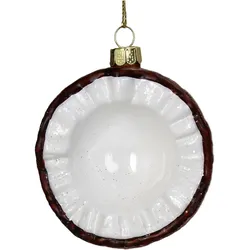 Christbaumschmuck Glas 8cm Kokosnusshälfte Kugeln Weihnachtsbaum Anhänger Weihnachten Christbaumanhänger Weihnachtsbaumschmuck Braun Weiß
