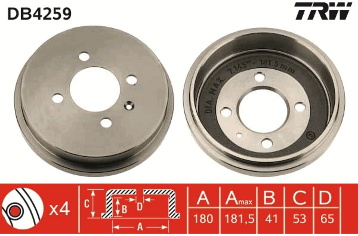 Trw Tamburo freno DB4259
