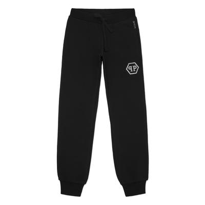 Jogginghose PHILIPP PLEIN "Jogginghose", Mädchen, Gr. 8, weite Kindergrößen, schwarz (02, schwarz), Obermaterial: 95% Baumwolle, 5% Elasthan, Hosen Jogginghose