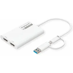 Roline Adaptateur USB-C/A double HDMI DisplayLink, 4K60, Video Adapter, Weiss