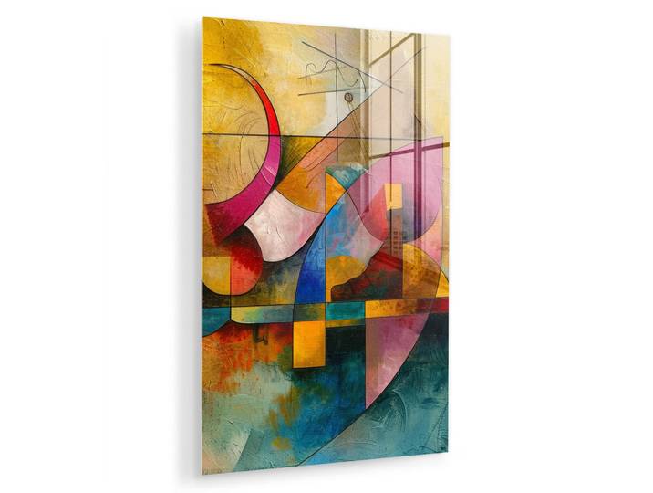 MuchoWow Acrylglasbild Kunst - Abstrakt - Modern 80x120 cm, Gelb, Glas, Rechteckig, 80x120 cm, Bilder & Rahmen, Bilder, Acrylglasbilder
