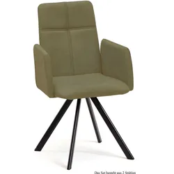 ARMLEHNSTUHL (2er-Set) Dawna 52x92x60 Schwarz/Olivgrün