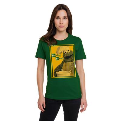 T-Shirt LOGOSHIRT "Sesamstrasse - Krümelmonster Baking Bread", Damen, Gr. 4XL, grün (dunkelgrün), 100% Baumwolle, unifarben, normal, Rundhals, Shirts T-Shirt, mit coolem Print