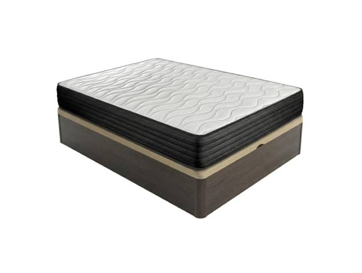 Duérmete Online Viskoelastische Matratze, Pocket Visco, wendbar, mit aufklappbarem Bettkasten, großes Fassungsvermögen, Wenge, 90 x 190 cm