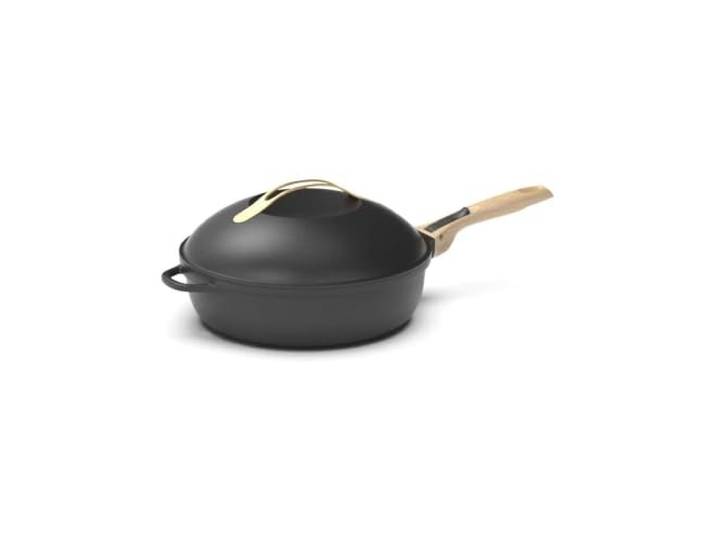 COOKUT - Die fantastische 8-in-1-Pfanne – kleines Modell 24 cm – ein Küchenutensiel, der Bratpfanne, Stielkasserolle ersetzt - 2 abnehmbare Griffe, Dampf-/Frittierkorb, Holzspatel – Meteore