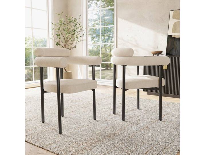 Chaise de bureau Salon et bureau Chaises modernes et simples en daim de couleur crème Beige 2 chaises de salle à manger