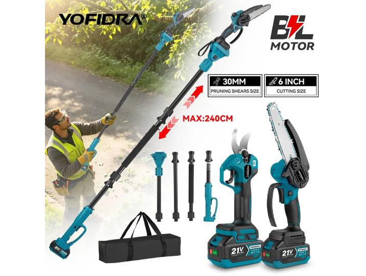 Tronçonneuse électrique télescopique sans balais YOFIDRA, sécateur de jardin à grande portée 30 mm, ciseaux de jardinage pour batterie Makita.