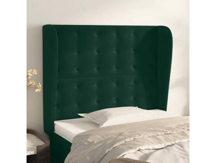 Klassisches Kopfteil Samtbett Henkel dunkelgrün 103x23x118/128 cm mit höhenverstellbaren Holzbeinen sorgt für eine perfekte Rückenstütze beim Lesen oder