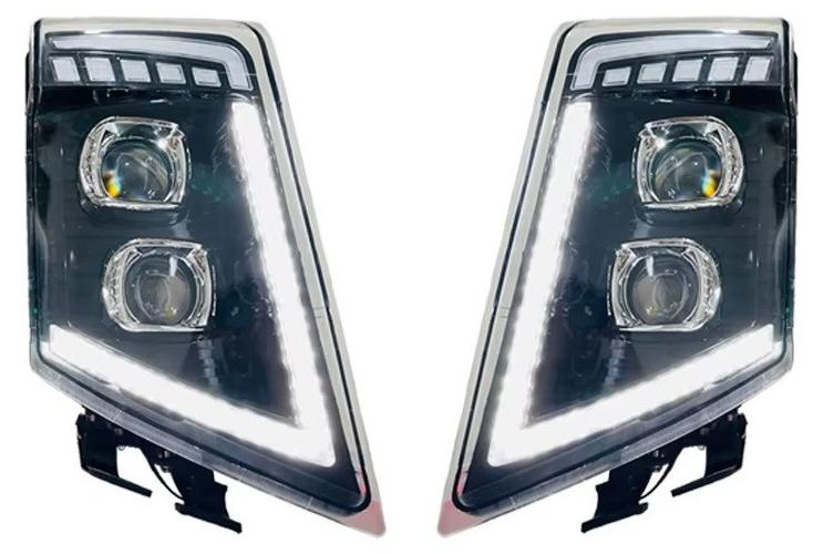 LED-Scheinwerfer-Set mit DRL-Tagfahrlicht, Abblend- und Fernlicht sowie Blinker für Volvo Lkw FH13, FH16, FM460, FH500 - 24 V