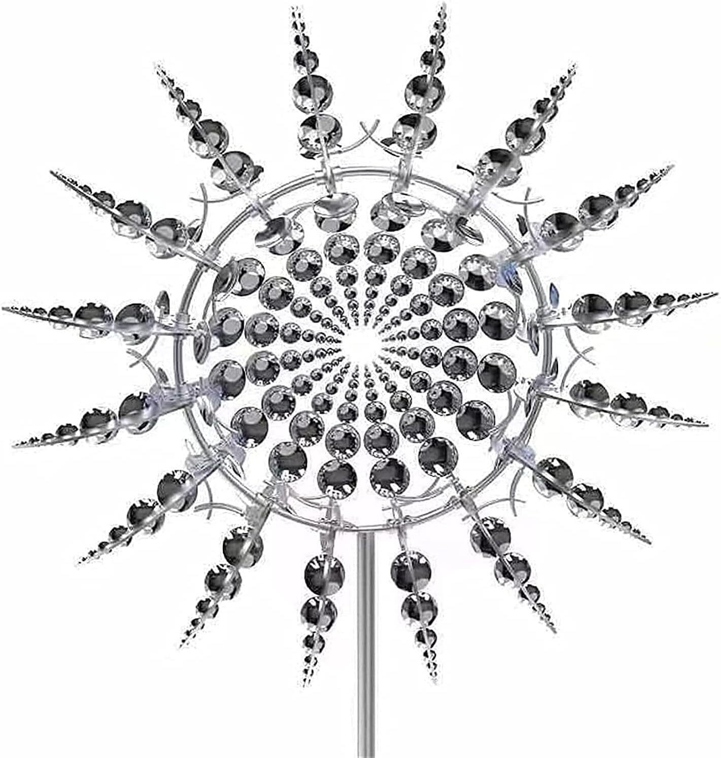 Mormark Kinetische windmolen voor de tuin, staand windrad, zilver