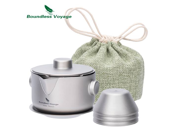 Boundless Voyage-Théière Gaiwan en titane, théière double couche, couvercle et filtre, service à thé Kungfu ultraléger, tasses empilables, standard