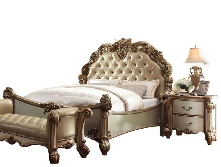 Xlmoebel Schlafzimmer-Set Luxus Schlafzimmermöbel im eleganten Barock-Stil, (3-tlg., 3tlg. Schlafzimmer Set (Bett + 2x Nachttische), Hergestellt in Europa