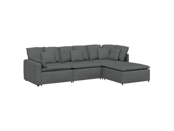 Makastle Modulares Sofa mit Fußhocker Stoff Dunkelgrau 312cm