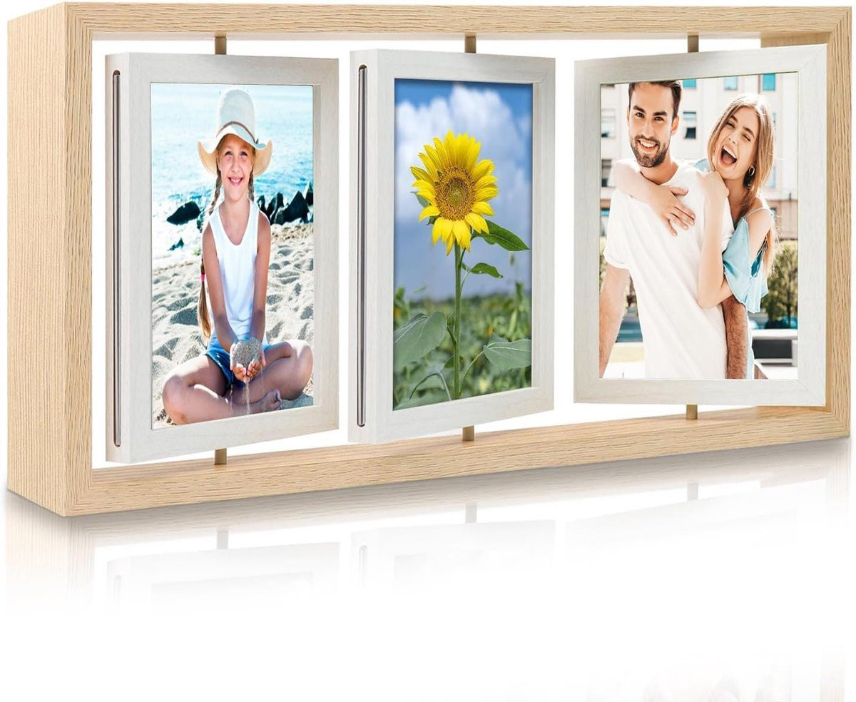 Draaibare Collage Fotolijst Dubbelzijdig - 360 Graden Draaibaar - Wit - 10 x 15 cm