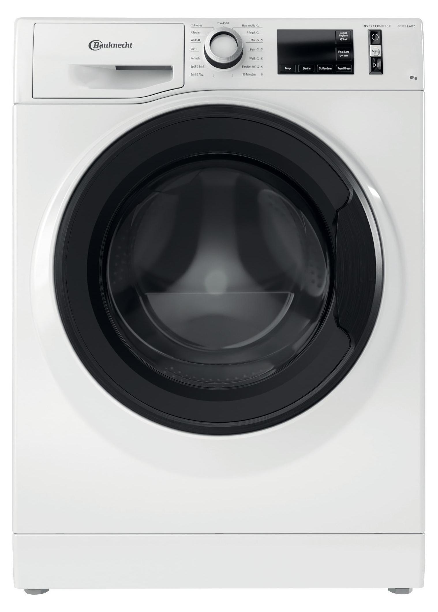 Bauknecht WM Pure 8AA, Frontlader, 8 kg, B, 76 dB, 1400 RPM, A