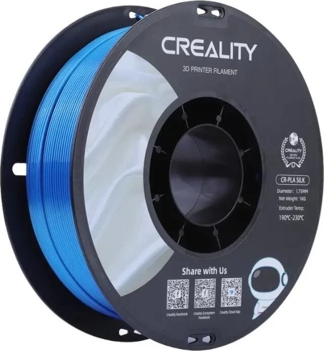 Creality CR-Silk PLA Filament Blau, 3D-Filament (1 kg, 1,75 mm, auf Rolle)
