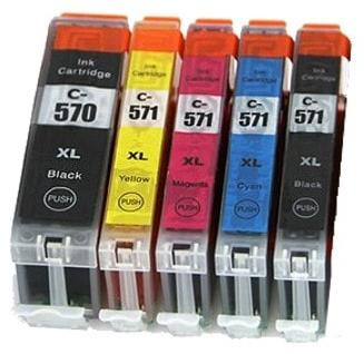 Inkpro 5 compatibele inktpatronen voor Canon PGI-570 en CLI-571 XL, zwart en cyaan, magenta, geel, zwart