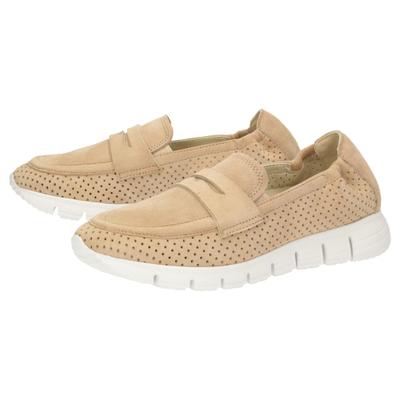 Slipper SIOUX "Mokrunner-D-019", Damen, Gr. 37 (UK 4), beige, Obermaterial: 100% Ziegenveloursleder GOVL. 100% Gummi rubber., Schuhe Slipper