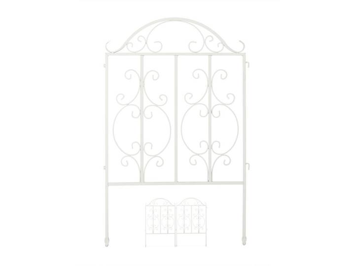 Relaxdays Gartenzaun Weiß 3er-Set Stahl Stecksystem 98 cm, Metall, 63.5x98.5 cm, Gartenzubehör
