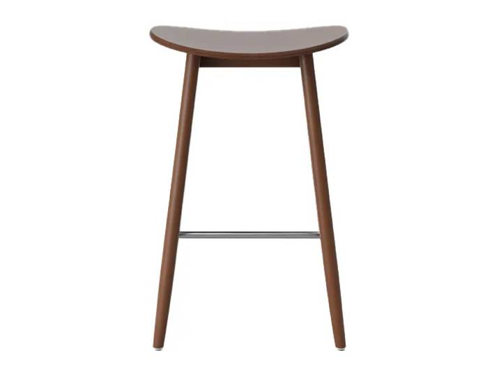 Massproductions Chaise de bar Icha 65 cm Hêtre teinté noyer