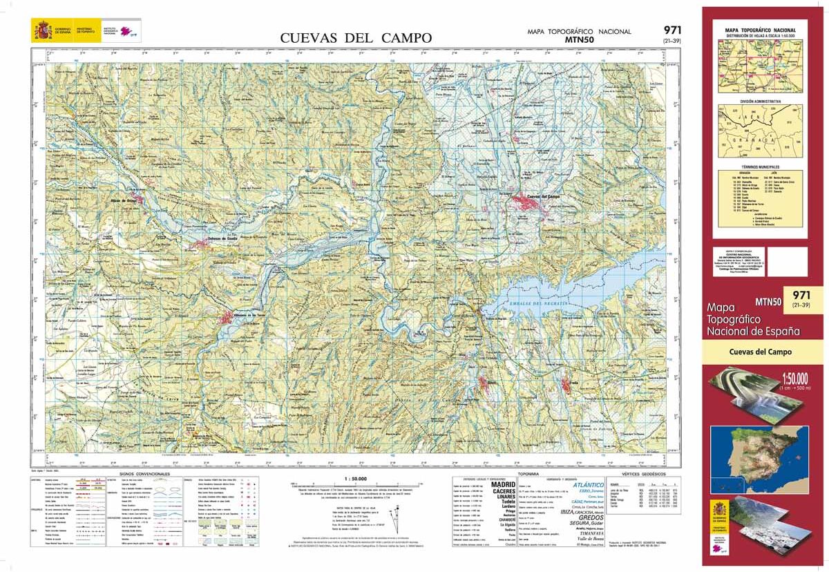 Carte topographique de l'Espagne n° 0971 - Cuevas del Campo   CNIG - 1/50 000