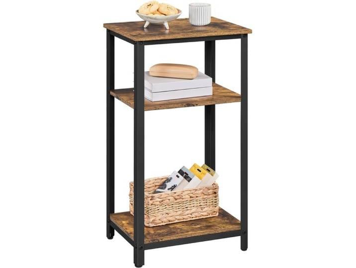 Table d'Appoint Idustrielle Bout de canapé en Bois Vintage Table de Chevet avec 3 Étagères de Rangement pour Salo TABLE D'APPOINT