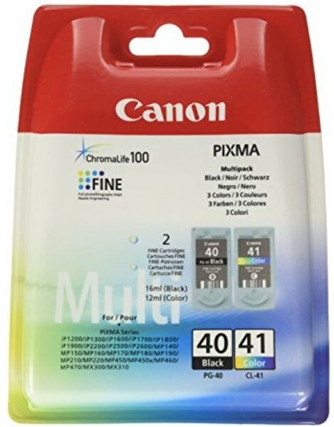Canon PG-40 / CL-41 - Noir + 3 couleurs - Cartouche d'encre - Multipack Noir + 3 couleurs