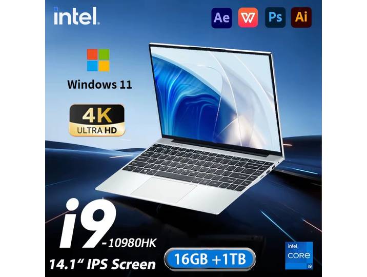 Ordinateur portable Windows 11 Pro 14,1 pouces, écran HD, processeur Intel Core I9 10980HK, 16 Go de RAM, 1 To ou 2 To SSD