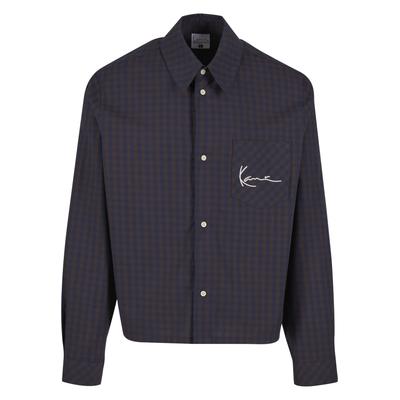 Langarmhemd KARL KANI "Karl Kani Signature Check Boxy Shirt", Herren, Gr. M, US-Größen, braun (schwarz braun, sand, check), 100% Baumwolle, Hemden