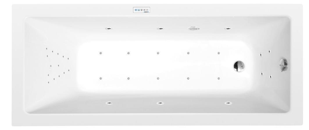 Polysan NOEMI Whirlpool-Badewanne, 160x80x39cm, Highline Hydro-Air, Chrom