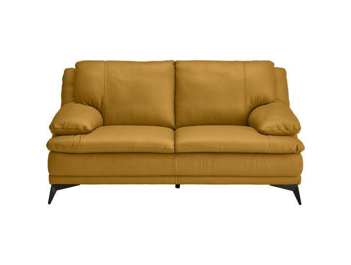 Novel 2-Sitzer-Sofa, Senfgelb, Metall, Echtleder, Rindleder, 178x92x98 cm, Wohnzimmer, Sofas & Couches, Sofas, Ledersofas