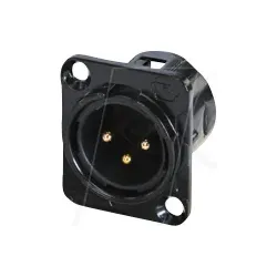 REAN RC3MDL-B - XLR Einbaustecker 3-polig Lötkontakte, schwarz