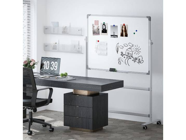 HOMCOM Tableau Blanc Double Face Rotatif Mobile avec Accessoires