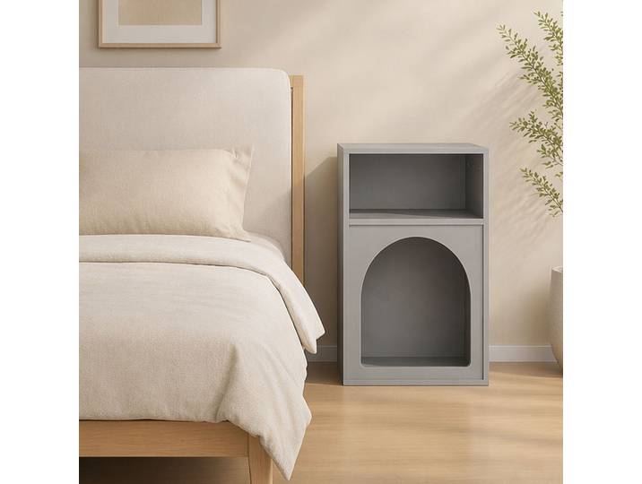 HOMCOM Table de Chevet Arche 40x30x60cm 2 Compartiments Gris