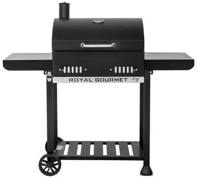 Royal Gourmet 24-Inch Movable Charcoal BBQ Grill with 2 Foldable Side Shelves, 2-Level Height-adjustable Charcoal Pan