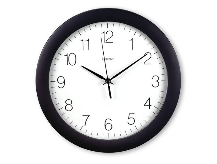 Funkwanduhr HAMA DCF-Funkwanduhr Teneriffa , Ø 30 cm , schwarz, Ø 30cm, Wanduhren, Funkwanduhr, automatische Zeitanpassung