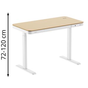 LogiLink Schreibtisch EO0055W, ahorn / weiß, elektrisch höhenverstellbar, 118 x 72-120 x 60 cm