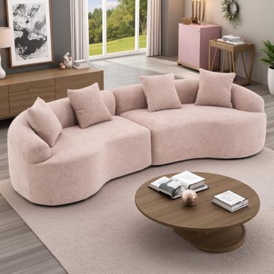 Chenille Curved Modular Sleeper Sofa with High-Density Sponge