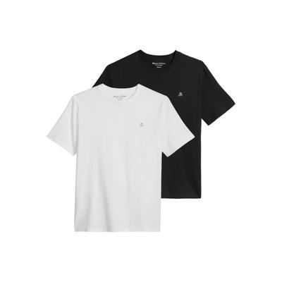 T-Shirt MARC O'POLO "T-Shirt Jersey T-Shirts Shortsleeve Kjer 2er Pack", Herren, Gr. L, bunt (schwarz, weiß), Obermaterial: 100% Baumwolle CO., Shirts T-Shirt