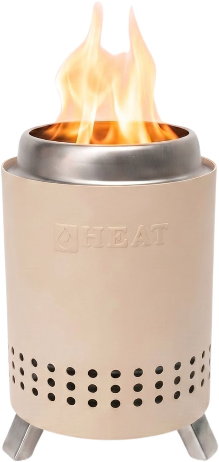 HEAT Rokfri Small Beige Rookloze Vuurkorf - Duurzame Rookvrije Tafelbrander voor Houtpellets - B/D/H: 15 x 15 x 21 cm